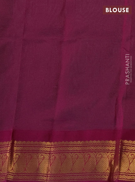 Silk cotton saree teal blue and magenta pink with allover vairaosi pattern and zari woven korvai border