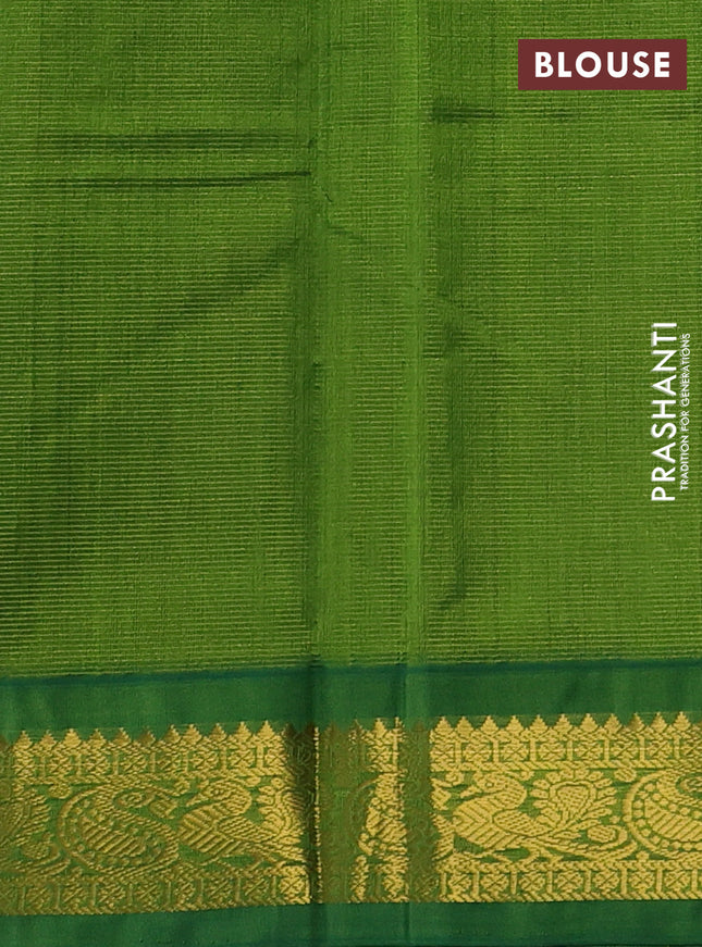 Silk cotton saree deep wine shade and green with allover vairaosi pattern and zari woven korvai border