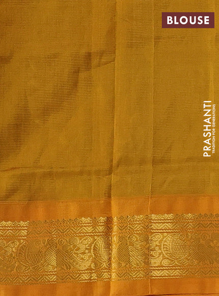 Silk cotton saree green and mustard yellow with allover vairaosi pattern and zari woven korvai border