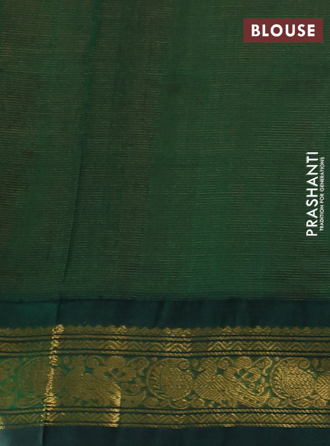 Silk cotton saree red and dark green with allover vairaosi pattern and zari woven korvai border