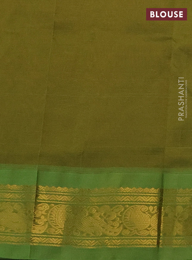 Silk cotton saree maroon and light green with allover vairaosi pattern and zari woven korvai border