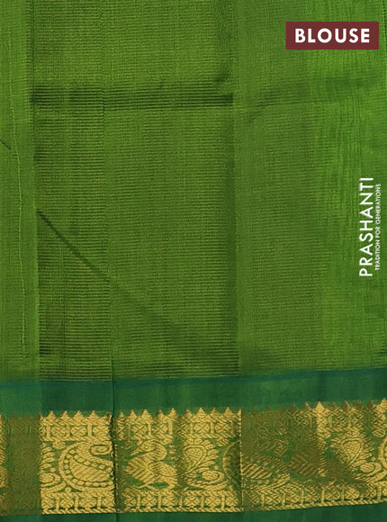 Silk cotton saree deep maroon and green with allover vairaosi pattern and zari woven korvai border