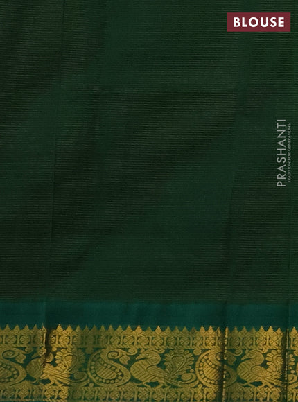 Silk cotton saree brown and green with allover vairaosi pattern and zari woven korvai border