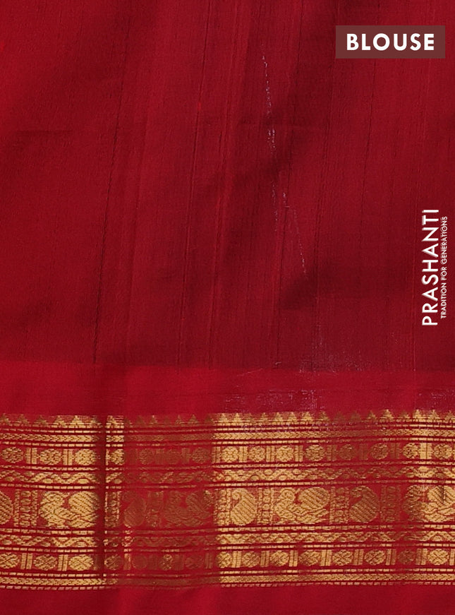 Silk cotton saree deep maroon and red with plain body and zari woven korvai border