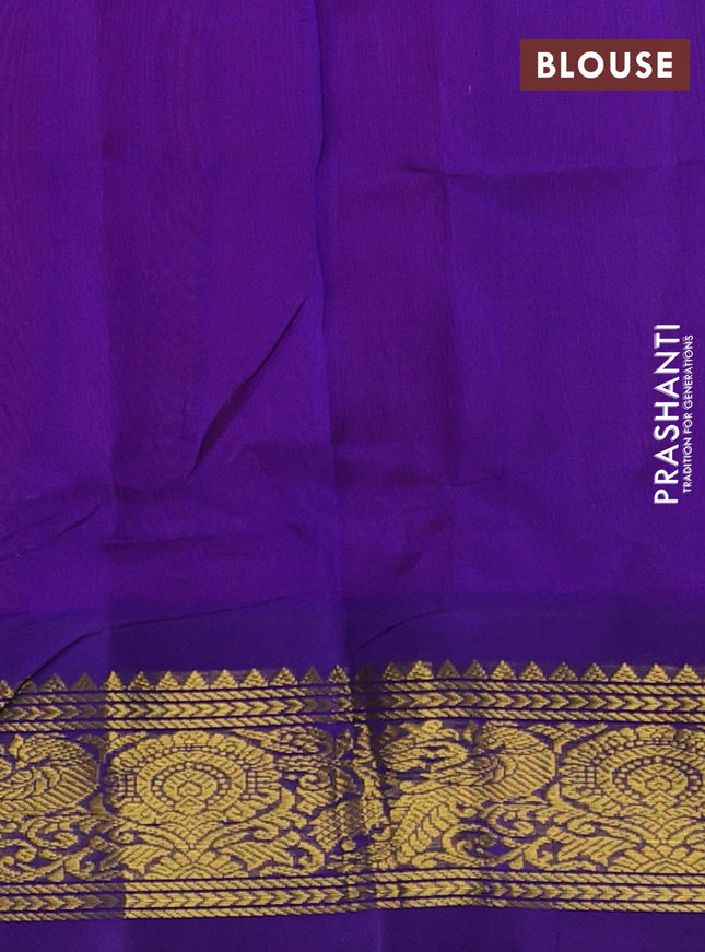 Silk cotton saree candy pink and blue with plain body and zari woven korvai border