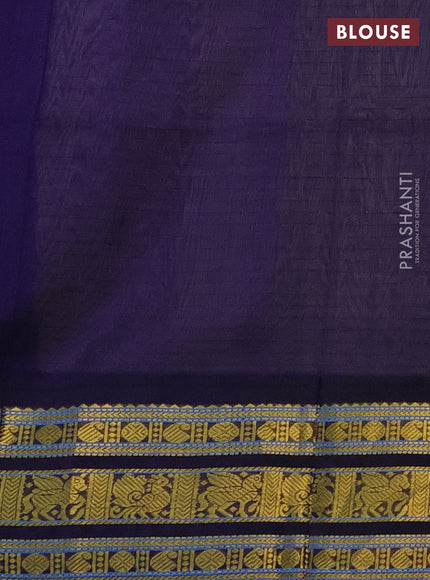 Silk cotton saree beifge and navy blue with allover thread checked pattern and zari woven korvai border
