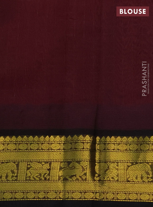 Silk cotton saree peach pink and wine shade with allover zari checks & buttas and temple design zari woven korvai border