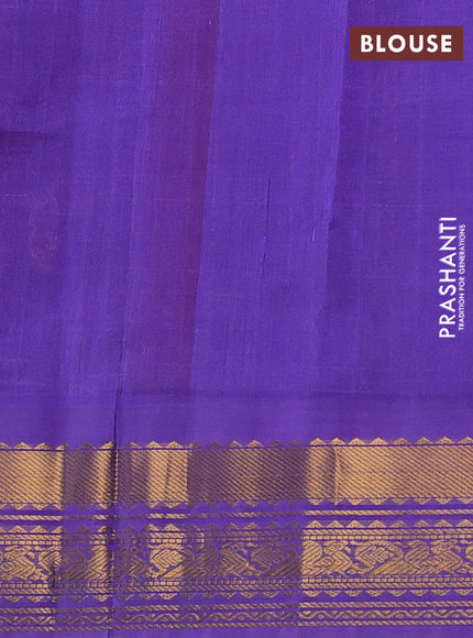 Silk cotton saree maroon and lavender with allover zari checks & buttas and zari woven korvai border