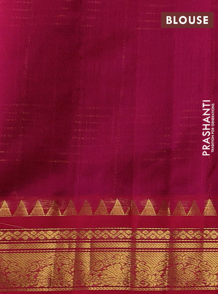 Silk cotton saree dark blue and pink with allover zari checked pattern and zari woven korvai border