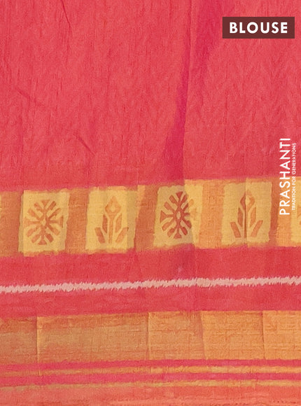 Semi tussar saree dual shade of grey and rust shade with allover ikat prints and zari woven border
