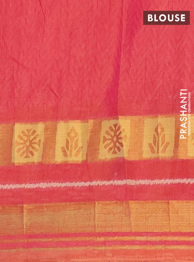 Semi tussar saree dual shade of grey and rust shade with allover ikat prints and zari woven border