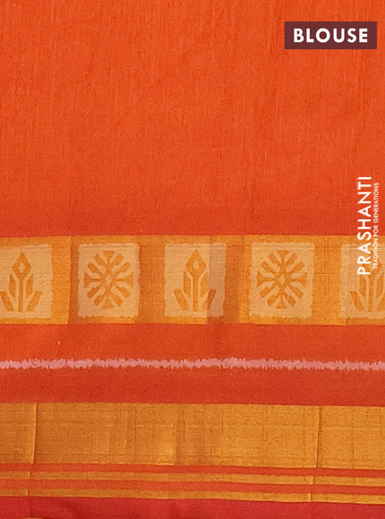 Semi tussar saree pink and rust shade with allover ikat prints and zari woven border