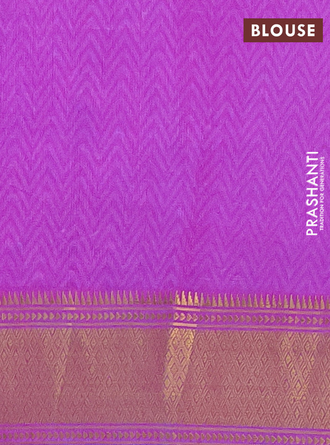 Semi tussar saree blue and purple with allover ikat prints and zari woven border