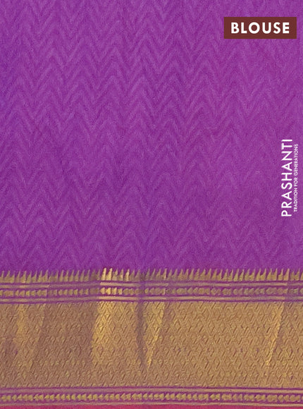 Semi tussar saree pink and purple with allover ikat prints and zari woven border