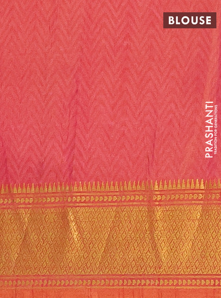 Semi tussar saree dual shade of grey and rust shade with allover ikat prints and zari woven border