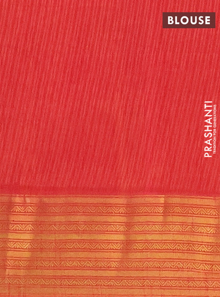 Semi tussar saree mustard yellow and rust shade with allover ikat butta prints and zari woven border