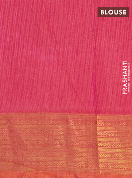 Semi tussar saree dual shade of bluish grey and dual shade of pink with allover ikat butta prints and zari woven border