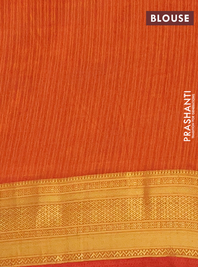 Semi tussar saree magenta pink and rust shade with allover ikat prints and zari woven border