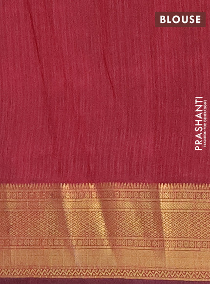 Semi tussar saree green and maroon with allover ikat prints and zari woven border