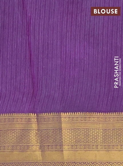 Semi tussar saree cs blue and purple with allover ikat prints and zari woven border