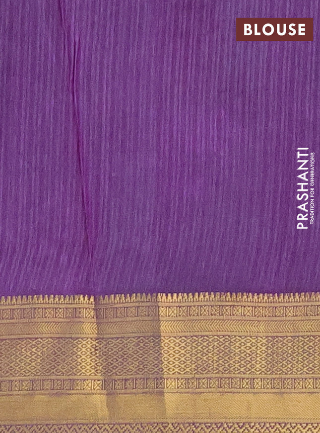 Semi tussar saree cs blue and purple with allover ikat prints and zari woven border