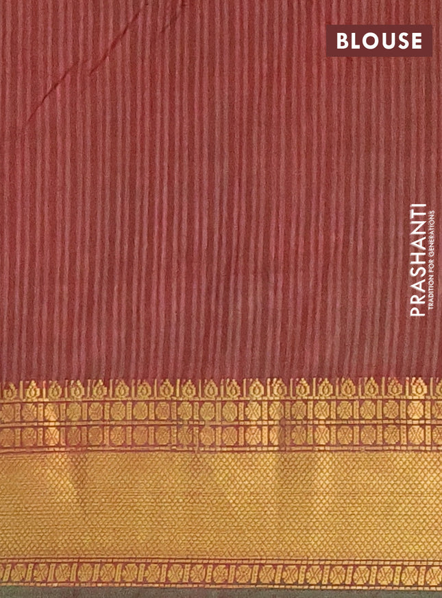 Semi tussar saree green and maroon with allover warli prints and zari woven border