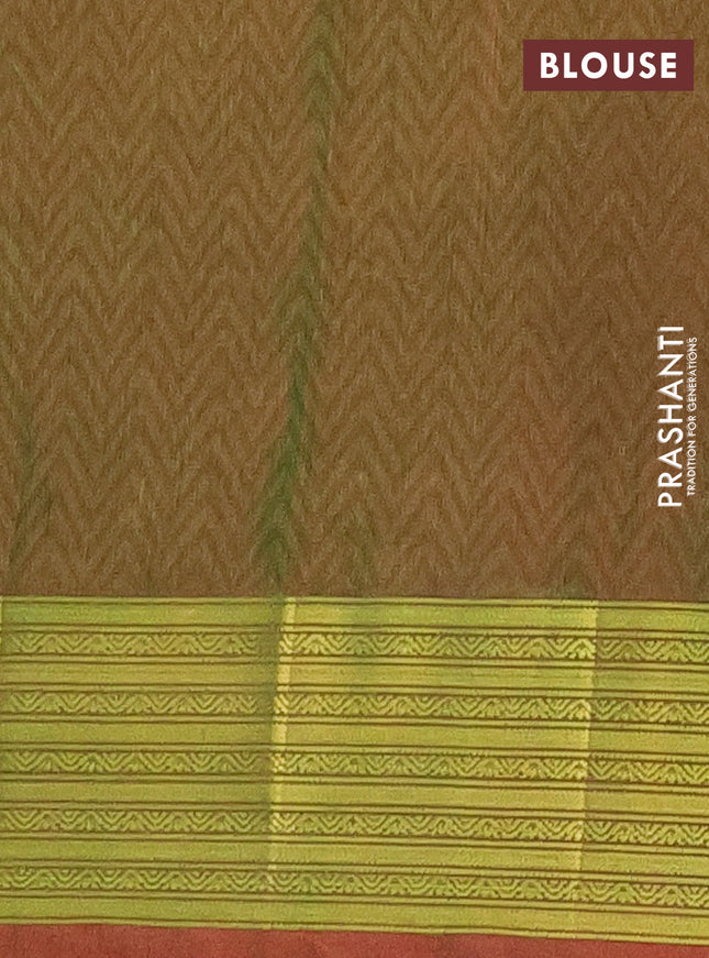 Semi tussar saree purple and dual shade of green with allover ikat prints and zari woven border