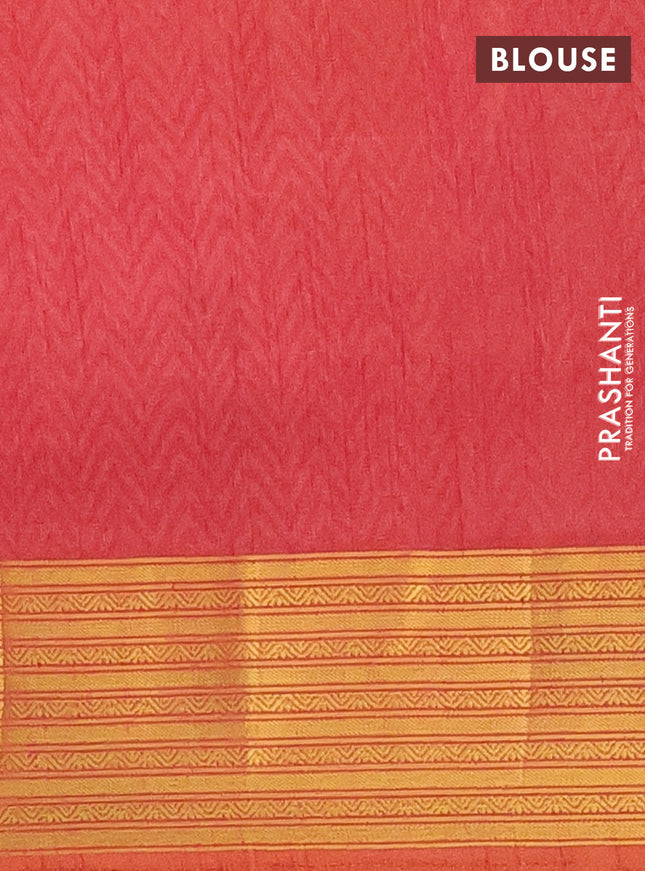 Semi tussar saree dual shade of bluish grey and dual shade of pink with allover ikat prints and zari woven border