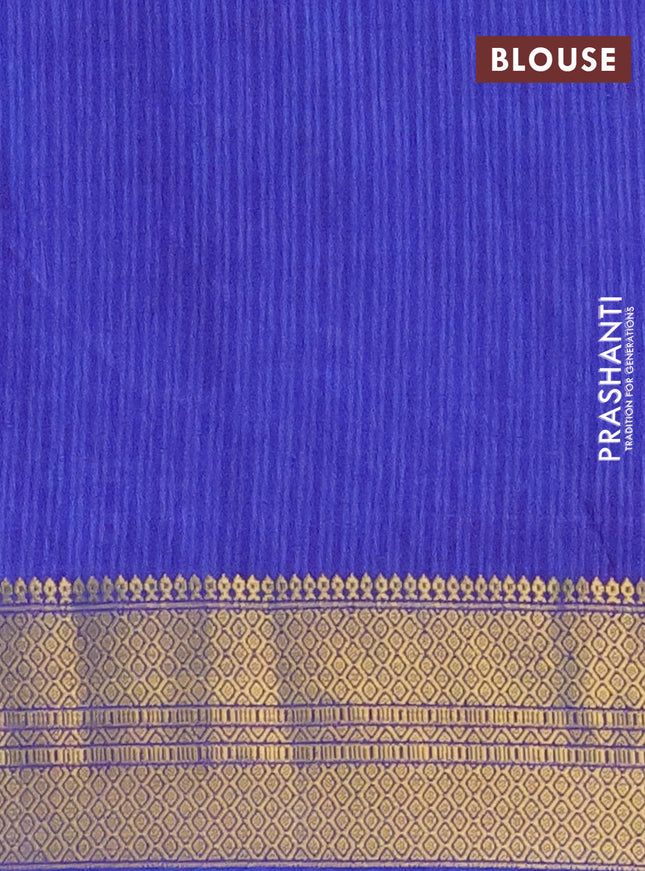 Semi tussar saree cs blue and blue with allover ikat prints and zari woven border