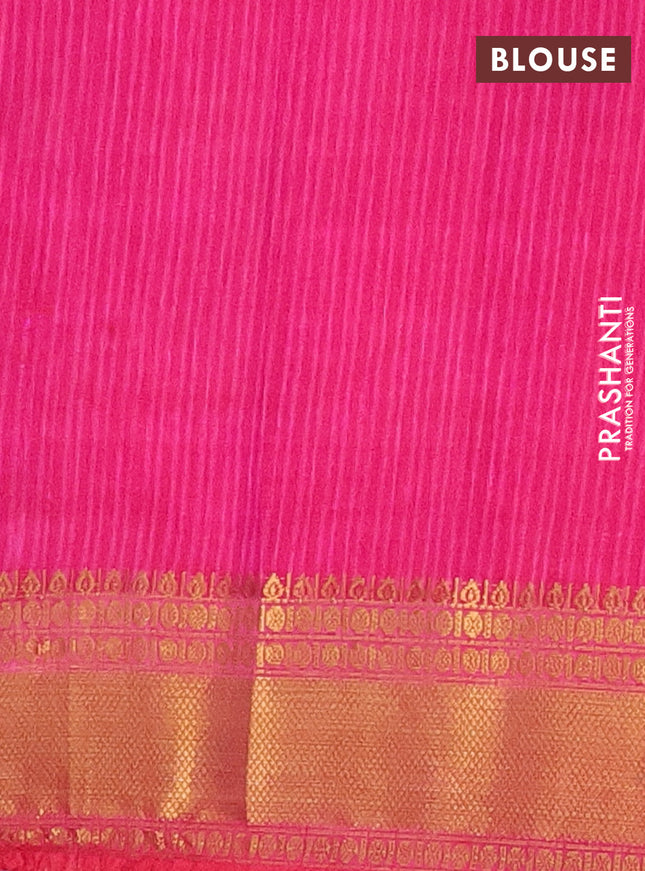 Semi tussar saree purple and pink with allover ikat prints and zari woven border