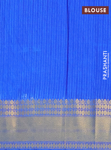 Semi tussar saree cs blue and blue with allover ikat prints and zari woven border