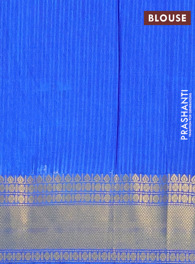 Semi tussar saree cs blue and blue with allover ikat prints and zari woven border