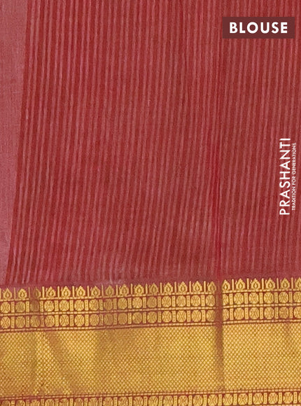 Semi tussar saree green and maroon with allover ikat prints and zari woven border