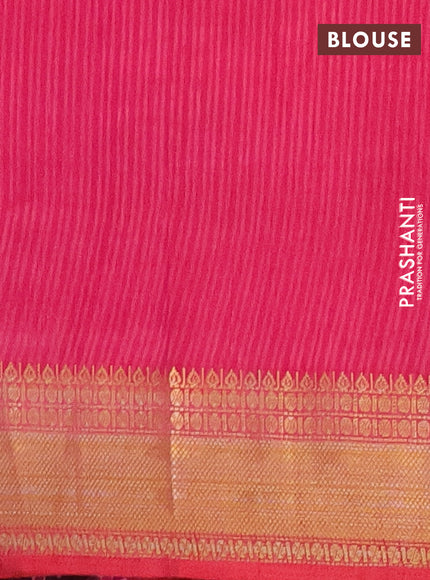 Semi tussar saree purple and pink with allover ikat prints and zari woven border