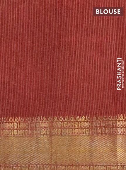 Semi tussar saree green and maroon with allover ikat prints and zari woven border