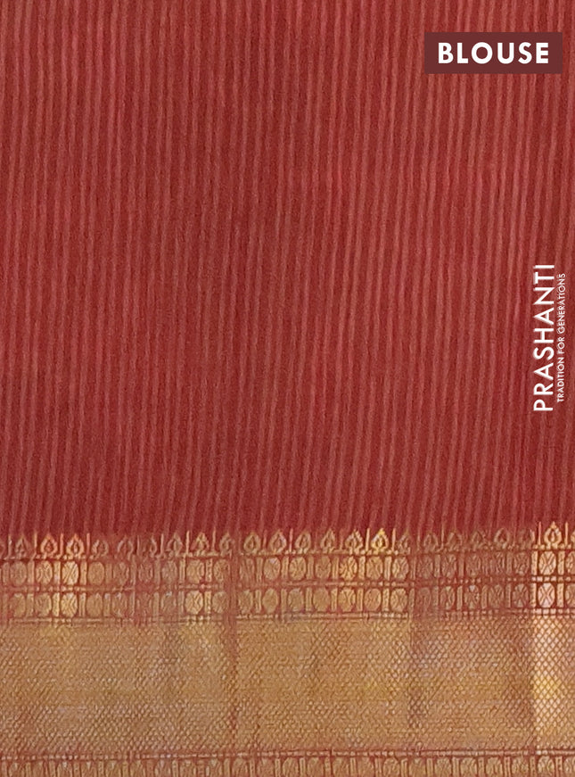 Semi tussar saree green and maroon with allover ikat prints and zari woven border