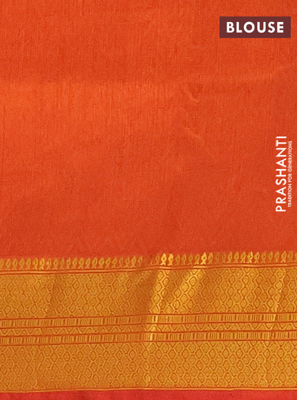 Semi tussar saree pink and rust shade with allover ikat prints and zari woven border