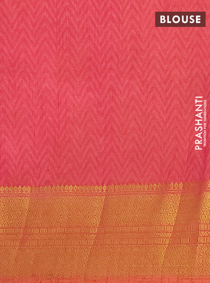 Semi tussar saree dual shade of blue and dual shade of pink with allover ikat prints and zari woven border