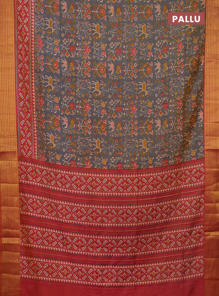 Semi tussar saree dual shade of blue and dual shade of pink with allover ikat prints and zari woven border