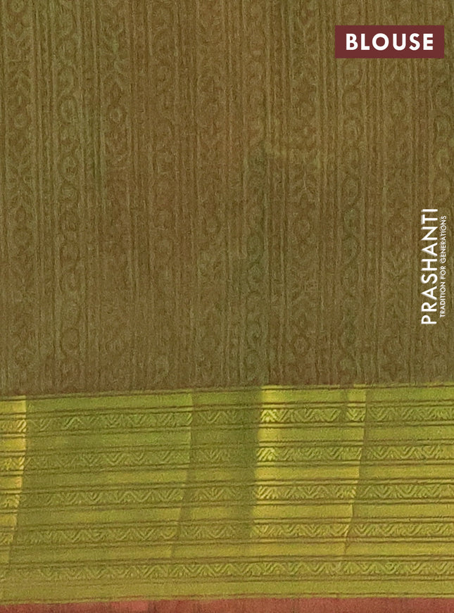 Semi tussar saree purple and dual shade of green with allover ikat prints and zari woven border