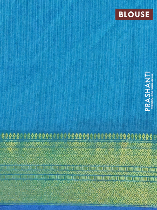 Semi tussar saree dark blue and teal blue with allover patola prints and zari woven border