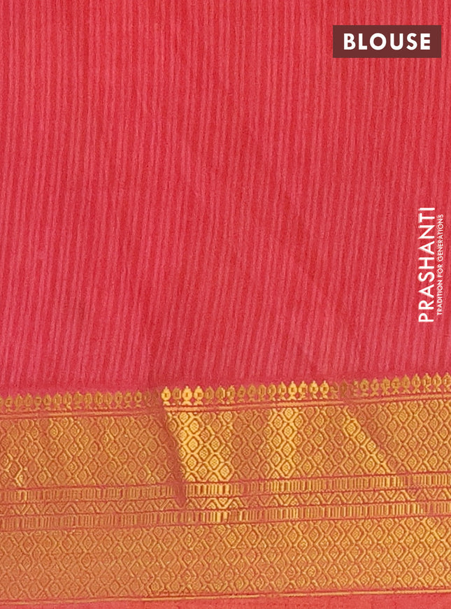 Semi tussar saree dual shade of green and dual shade of rust with allover patola prints and zari woven border