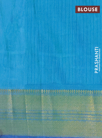 Semi tussar saree blue and teal blue with allover patola prints and zari woven border