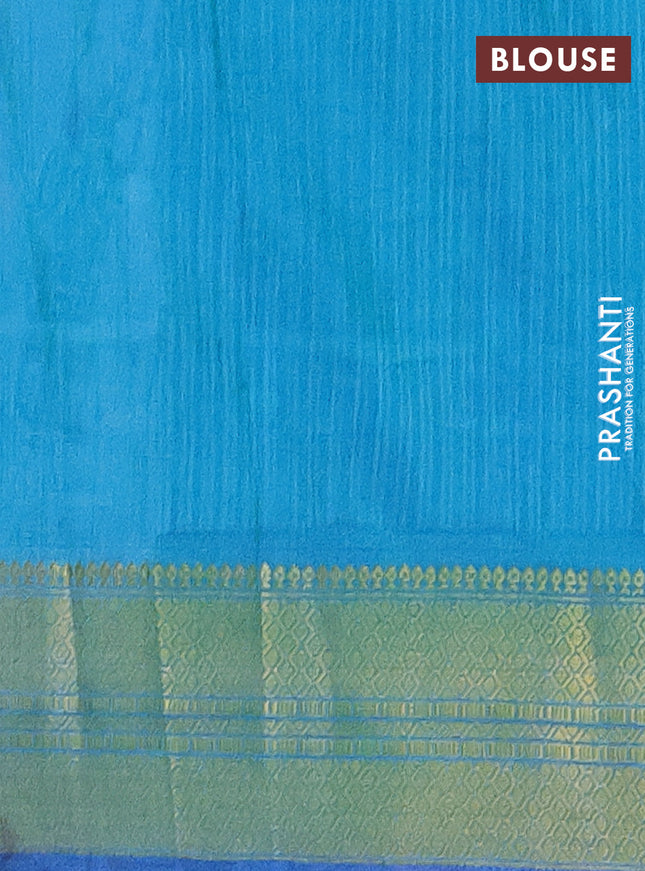 Semi tussar saree blue and teal blue with allover patola prints and zari woven border