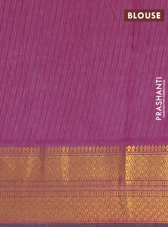Semi tussar saree teal blue and purple with allover patola prints and zari woven border