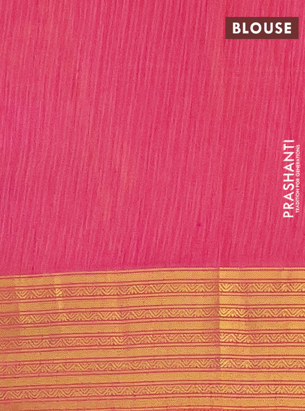 Semi tussar saree dual shade of bluish grey and pink with allover ikat prints and zari woven border
