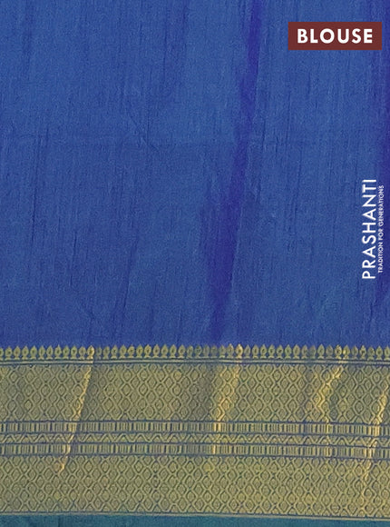Semi tussar saree teal green and dual shade of blue with allover patola prints and zari woven border