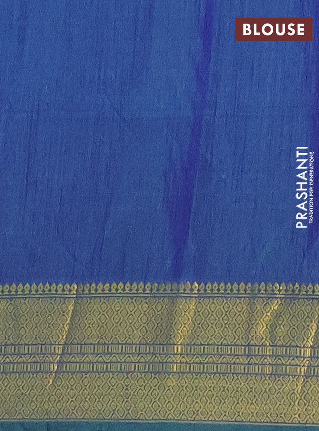 Semi tussar saree teal green and dual shade of blue with allover patola prints and zari woven border