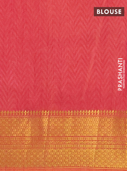 Semi tussar saree dual shade of bluish grey and dual shade of pink with allover patola prints and zari woven border