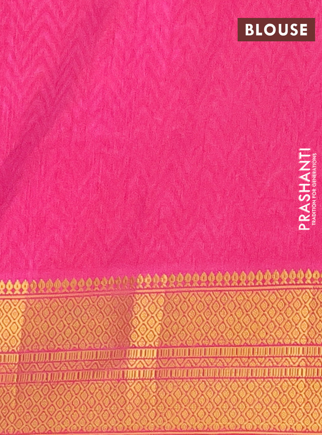 Semi tussar saree purple and pink with allover patola prints and zari woven border
